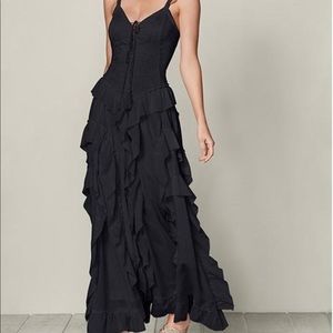 LACE UP RUFFLE MAXI DRESS by Venus